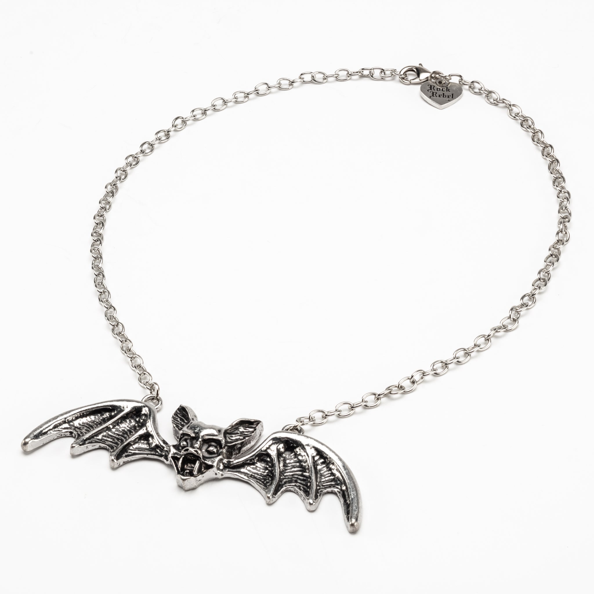 Vampire Bat Pendant Necklace - Antique Silver Plating