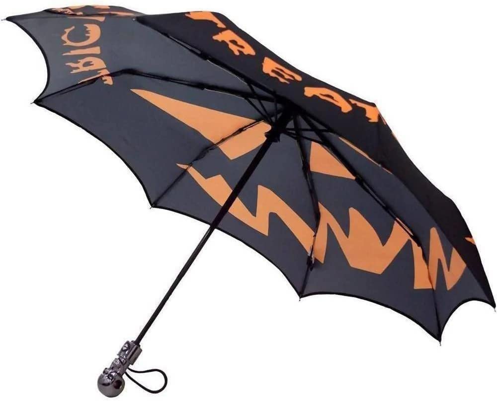 Trick Or Treat Umbrella With Skull Handle Sleeve Auto Pop Up Kreepsville