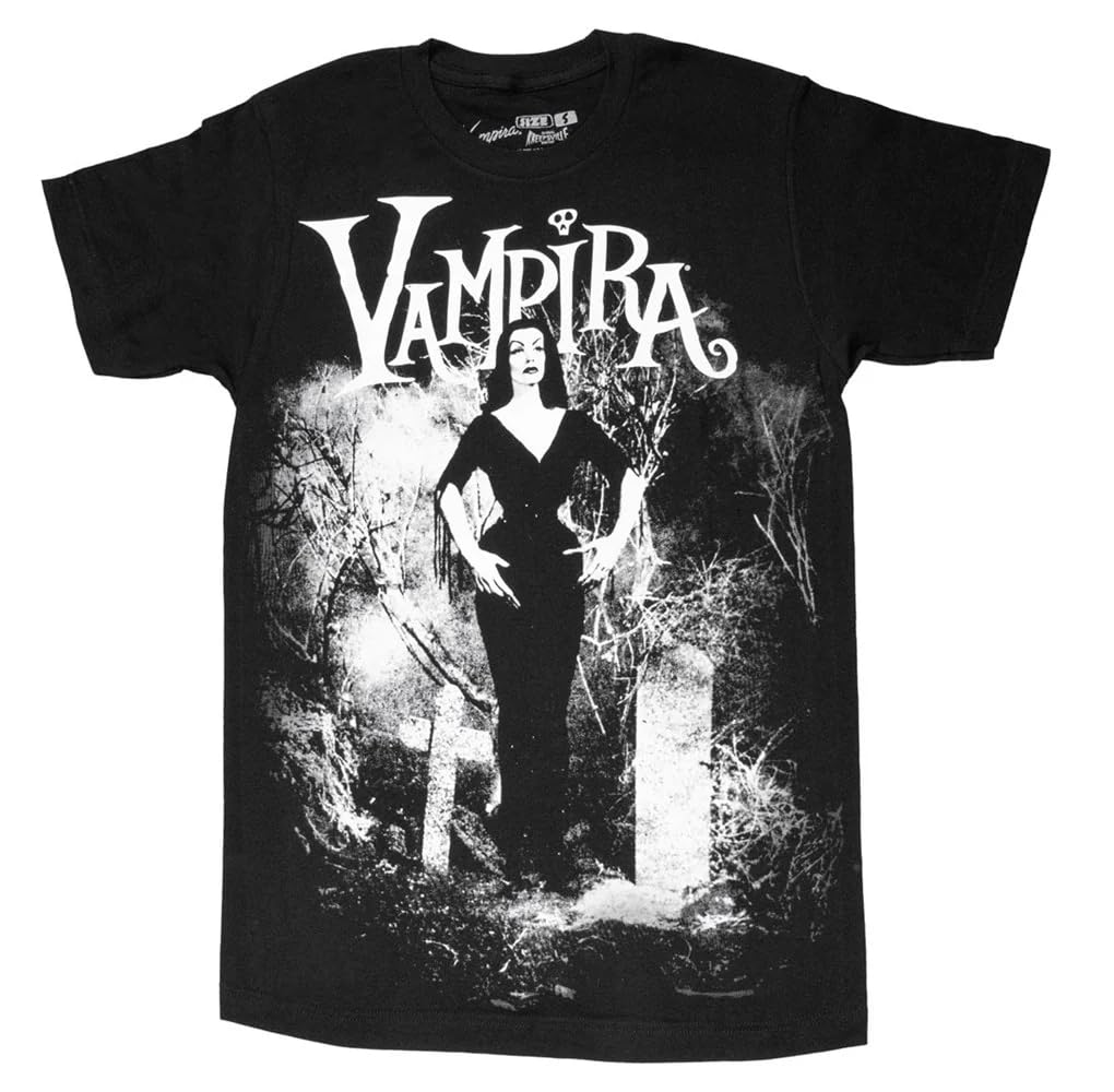 kreepsville 666 Vampira Gothic Cemetery Mist Jumbo Print Black Shirt