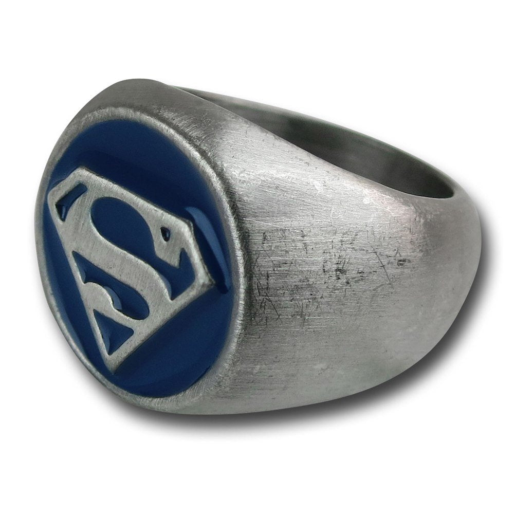 Superman Size 8 Ring Official DC Superhero Brushed Nickel Jewelry