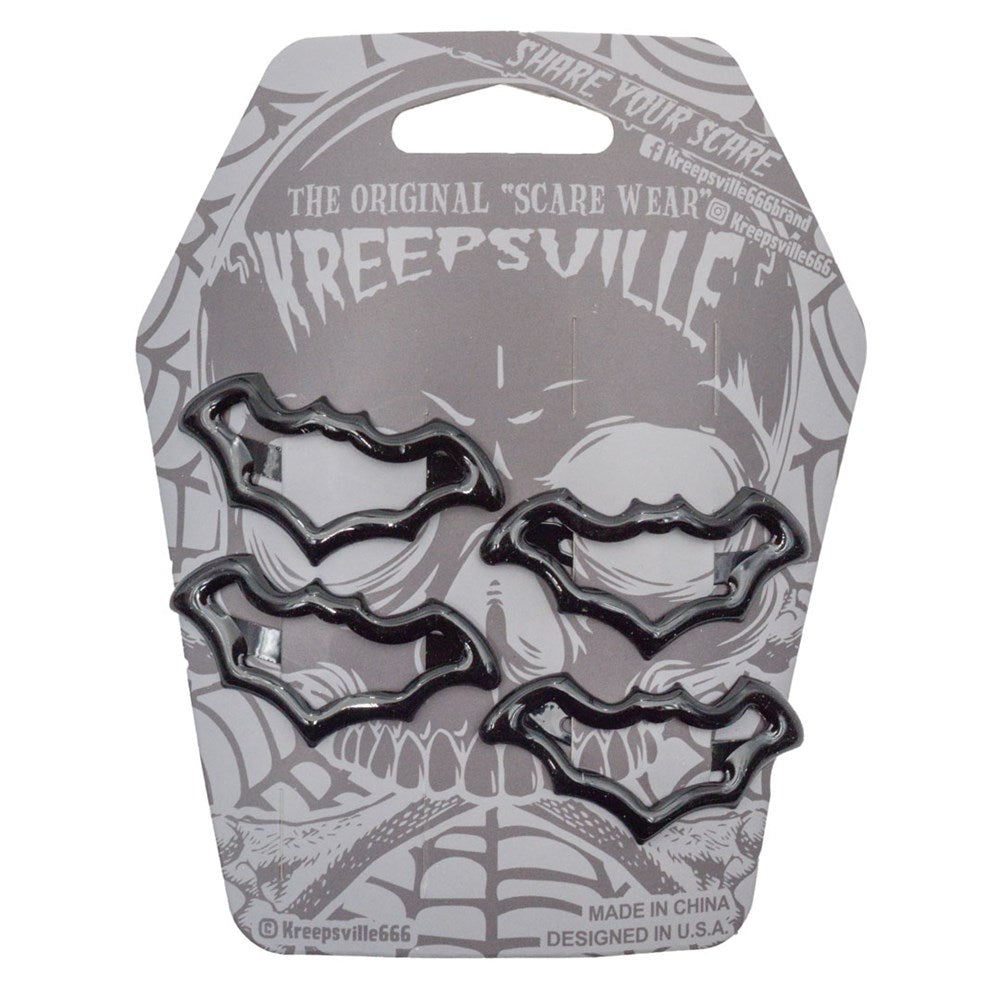 Bat Snap Hair Clips Pack of 4 Black Metal Alloy Bats