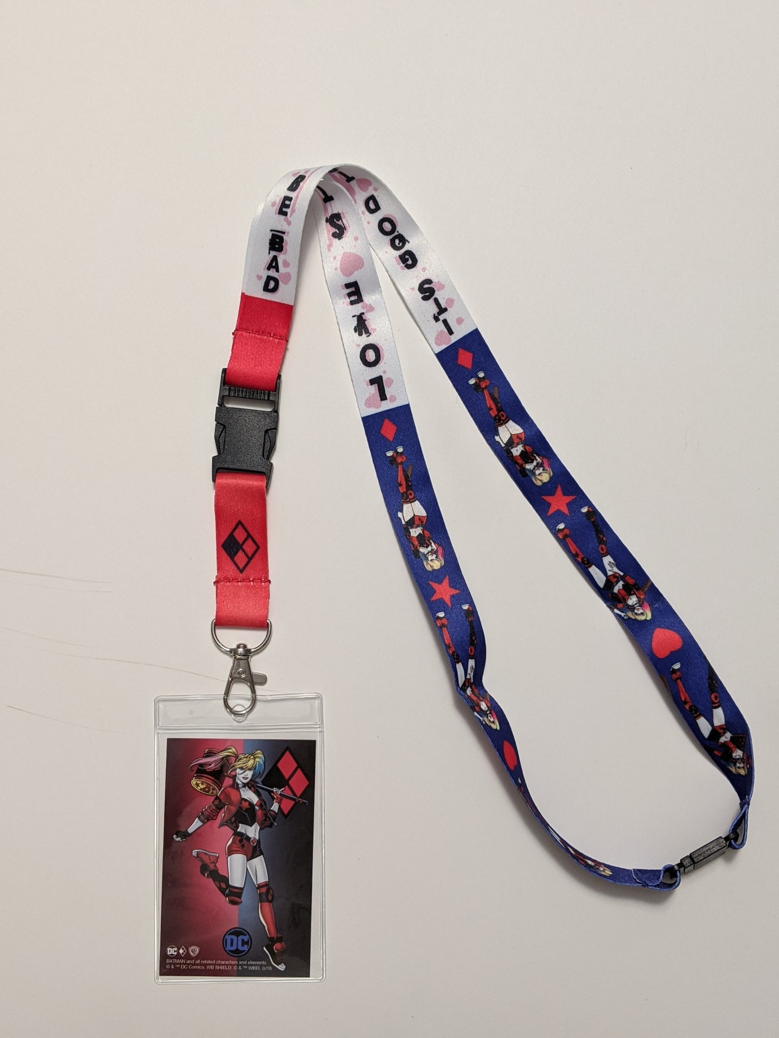 Harley Quinn ID Badge Holder Lanyard & Keychain Bundle - DC Comics Superhero Supervillain