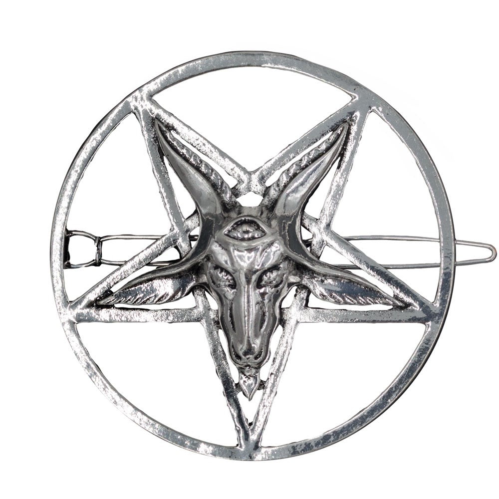 Baphomet Pentagram Hair Clip Gothic Horror Accessory