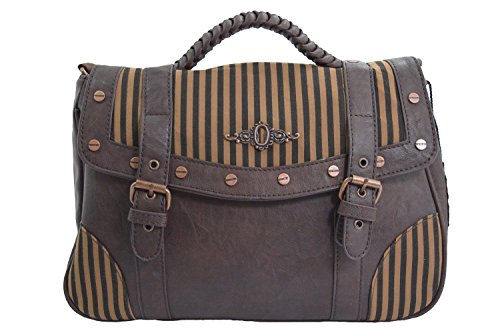 Steampunk Victorian Shoulder Bag - Brown Stripe Handbag by Lost Queen