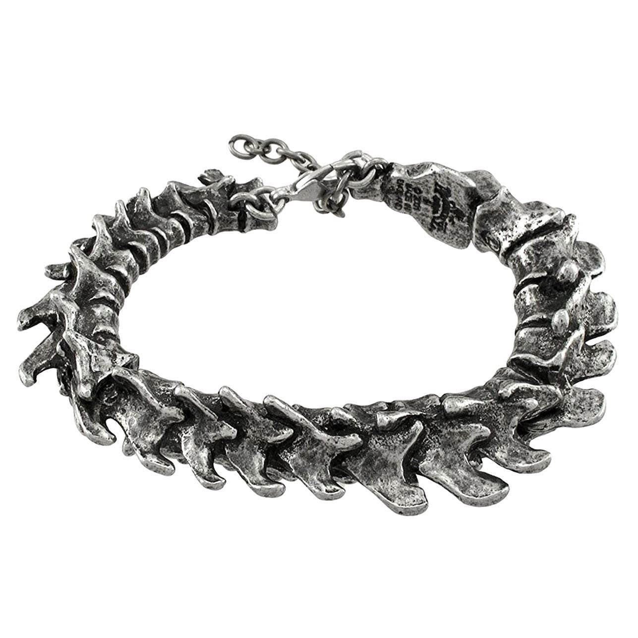 Pewter bone bracelet with a unique design on a white background.  Official Alchemy Gothic jewelry