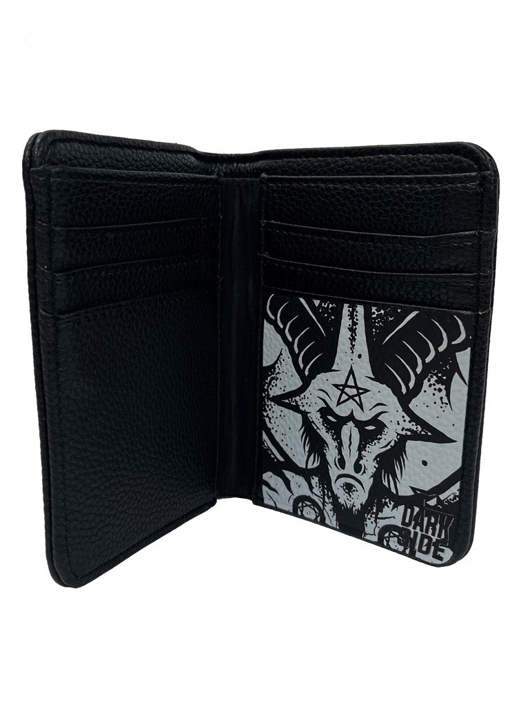 Darkside Baphomet Bi-Fold Flap Wallet Black Faux Leather Gothic Occult Mystic Witchy Accessory