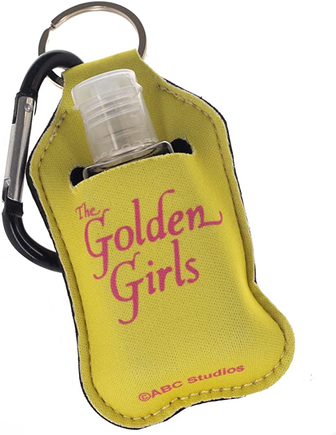 Golden Girls Rose Keychain with Hand Sanitizer Bottle Holder