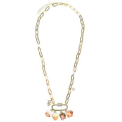 Full view of the Golden Girls charm necklace with 18 inch chain and 3 inch extender.
