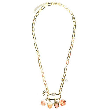 Full view of the Golden Girls charm necklace with 18 inch chain and 3 inch extender.