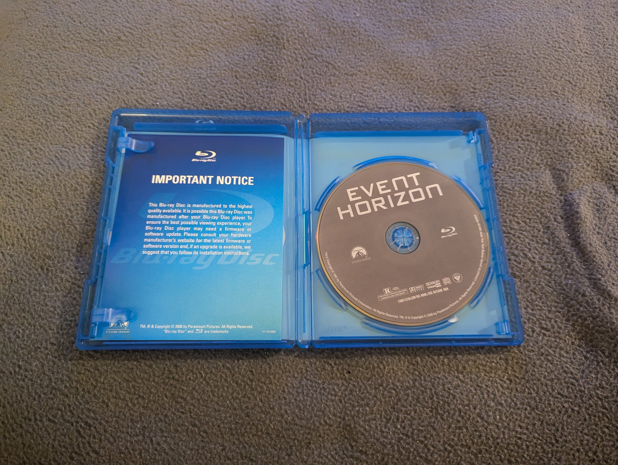 Event Horizon Blu-ray and Case : Previously Owned