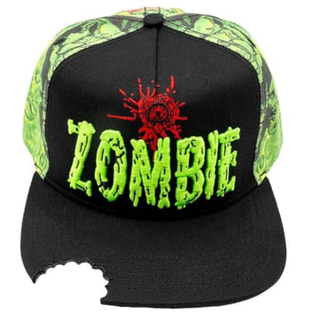 Front view of the Zombie Bite Snapback hat which is one size fits most adults.  Unisex cap.