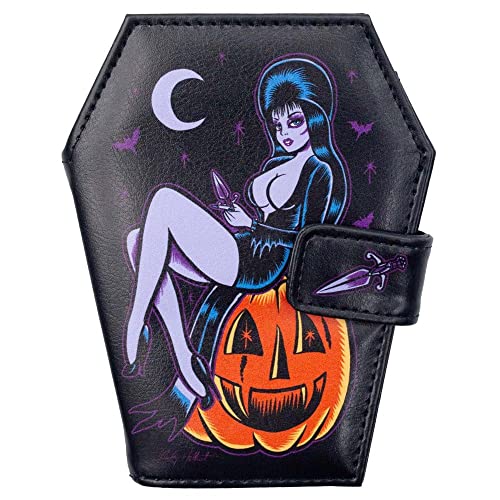 kreepsville 666 Gothic Elvira Mistress of the Dark Halloween Pumpkin Pin-Up Coffin Wallet