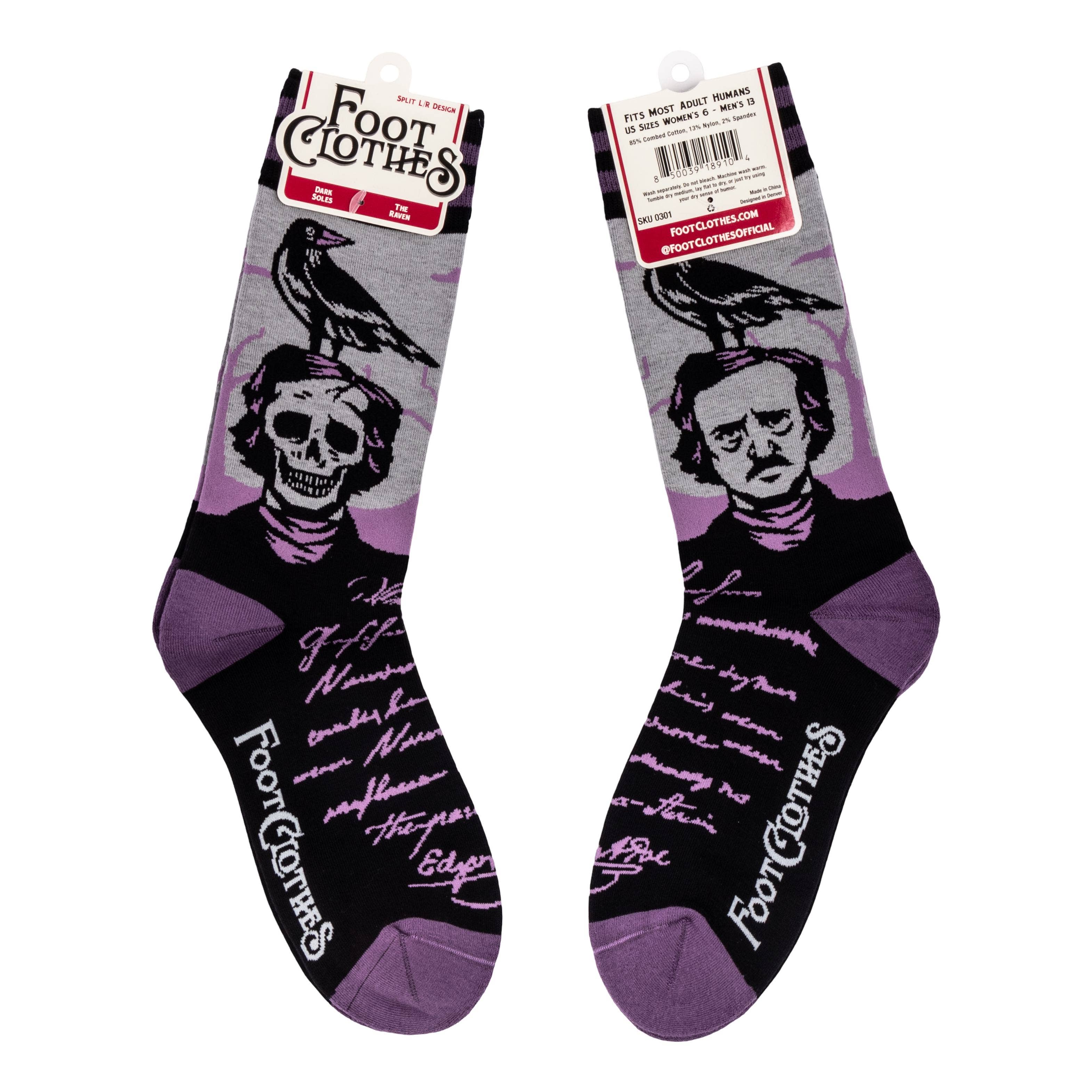 The Raven Crew Socks with Edgar Allen Poe