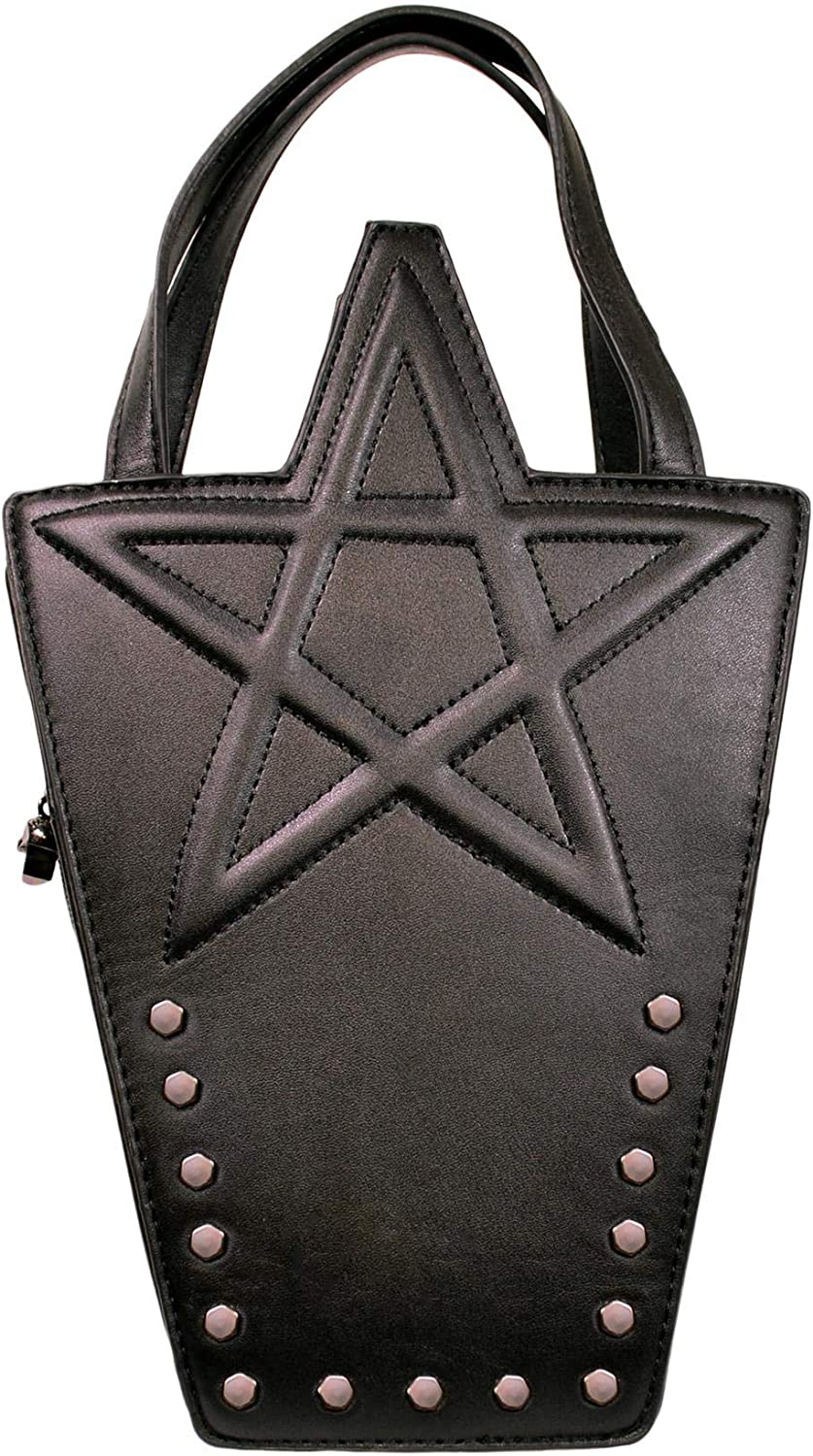 Black Coffin Pentagram Backpack or Handbag Convertible Gothic Bag Karma by Lost Queen