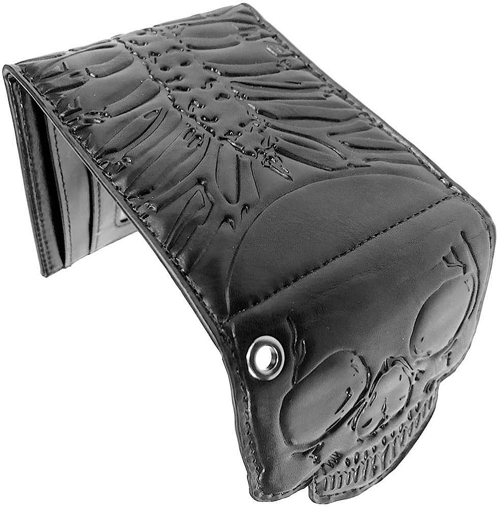 View of the ribcage embossed on the outside of the wallet