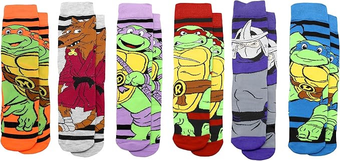 Teenage Mutant Ninja Turtles Men's 6 Pair Pack Crew Socks, Shoe Size 6-12