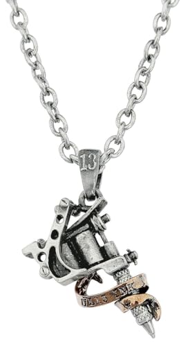 Tattoo Gun Pendant Necklace with 21" Chain