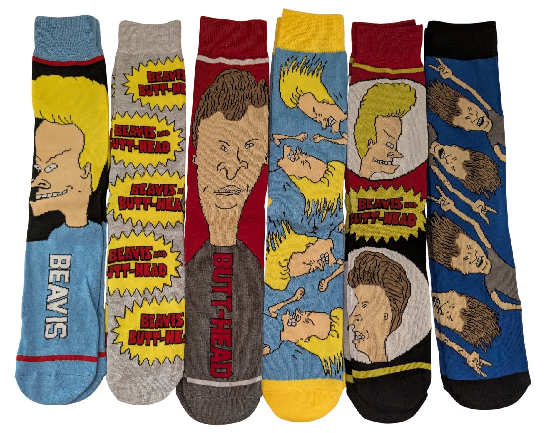 Beavis and Butthead 6-Pair Pack of Men's Crew Socks 6-12