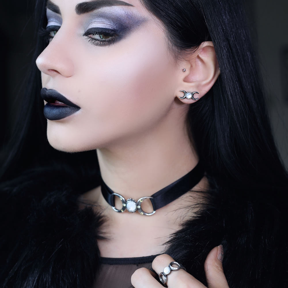 Triple Goddess Choker Triple Moon Necklace