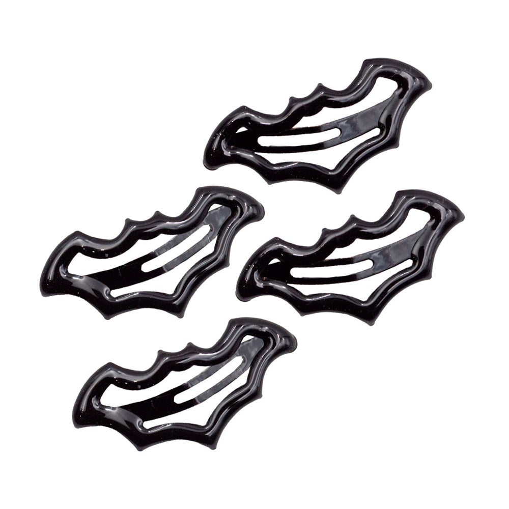 Bat Snap Hair Clips Pack of 4 Black Metal Alloy Bats