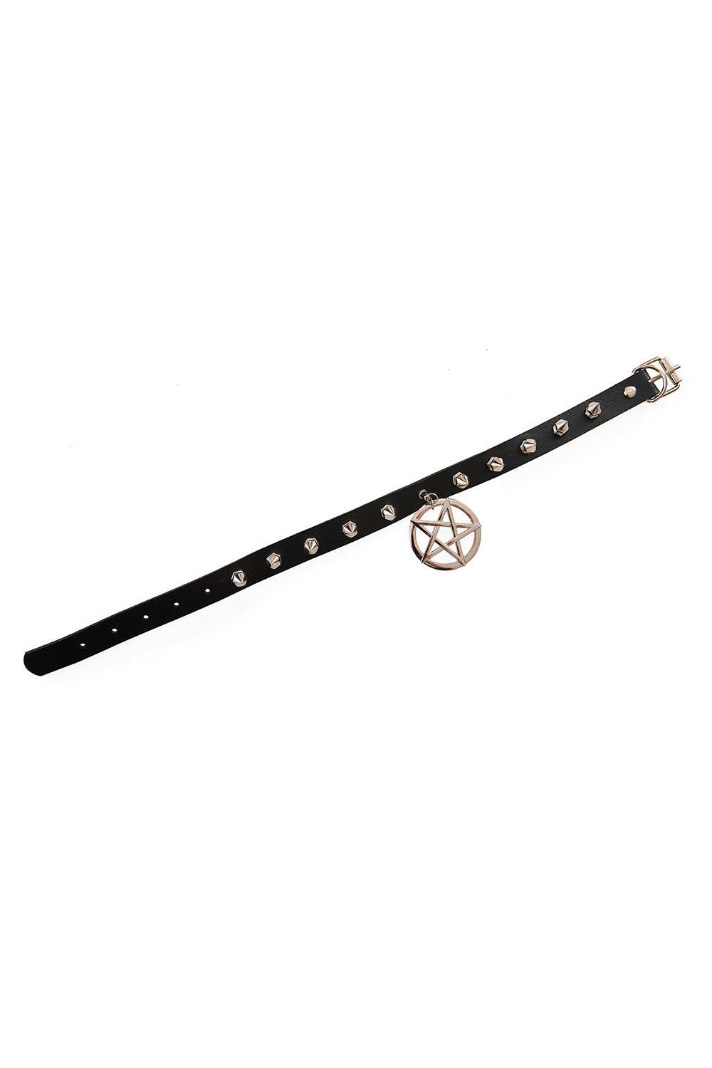 Spiked Choker with Pentagram Adjustable Faux Leather Collar 3D Spikes