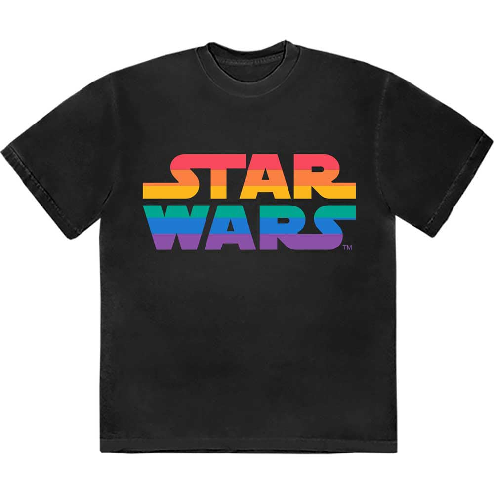Star Wars Rainbow Logo Men's T-Shirt Official Black Cotton Tee