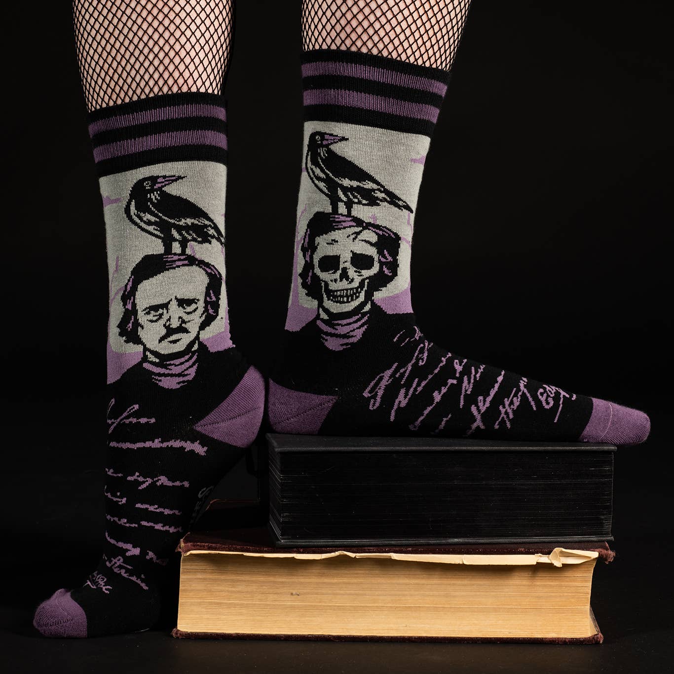 The Raven Crew Socks with Edgar Allen Poe