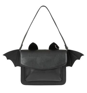 Lost Queen Catacomb Bat Crossbody Bag – Gothic Black Shoulder Bag with Wings & Ears