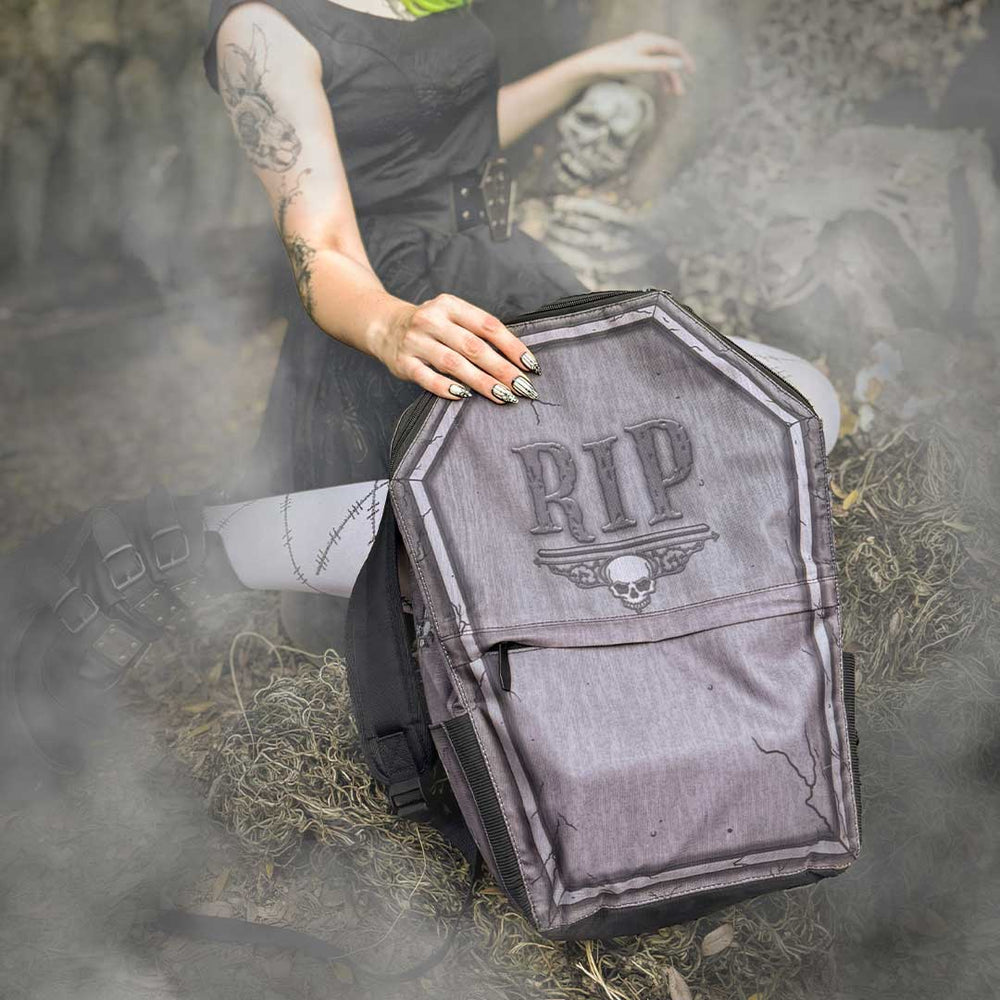 Tombstone Coffin RIP Gothic Zippered Backpack by Kreepsville 666