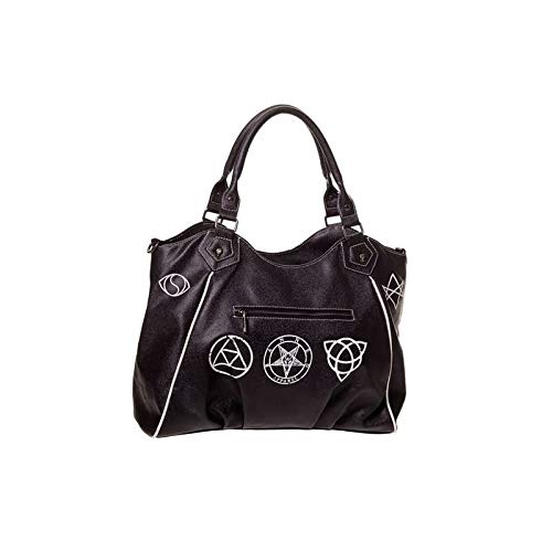 Women's Black Skull Pentagram Handbag Gothic Sugar Skull Crossbody Purse Alternative Bag