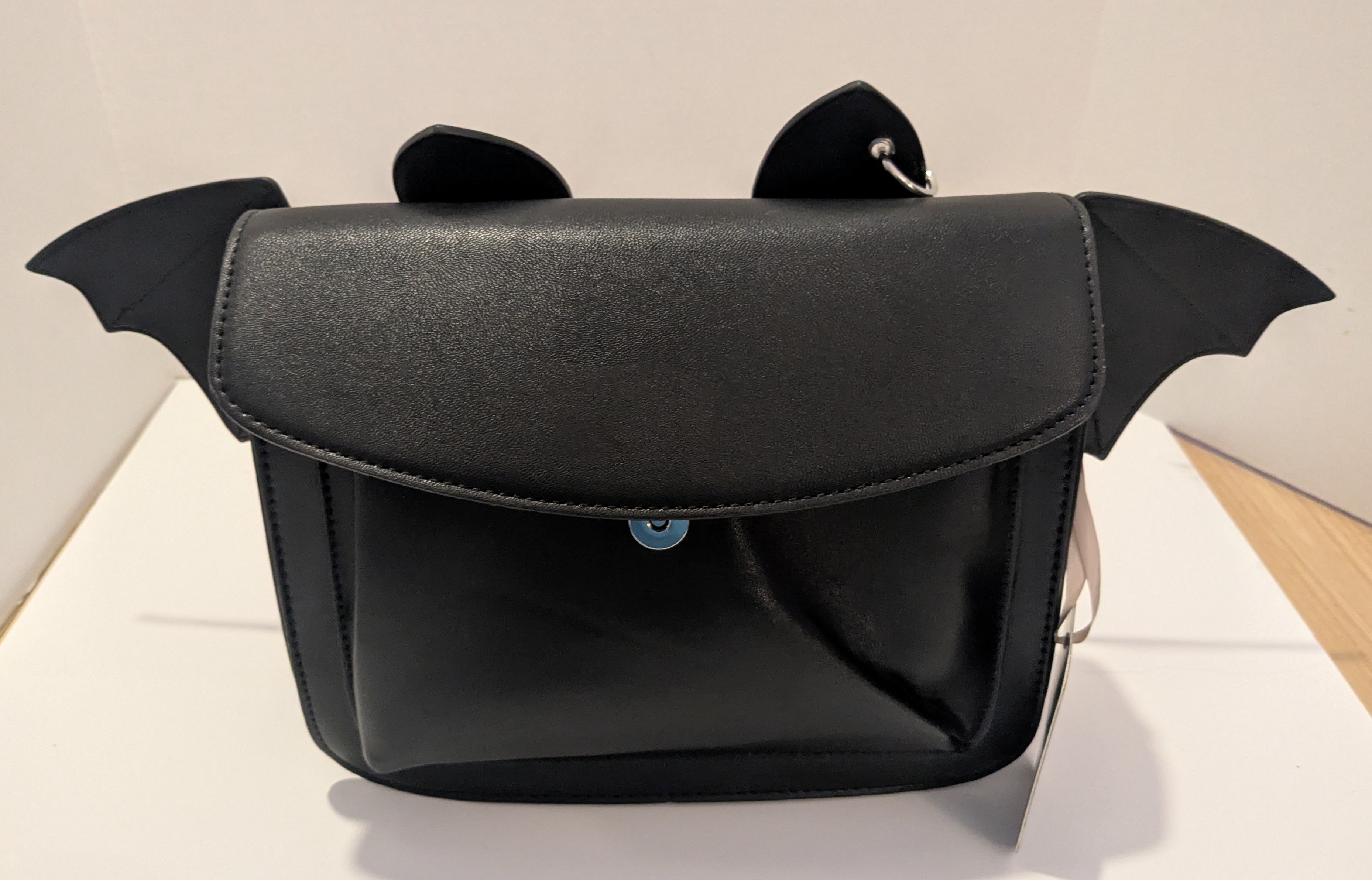 Lost Queen Catacomb Bat Crossbody Bag – Gothic Black Shoulder Bag with Wings & Ears