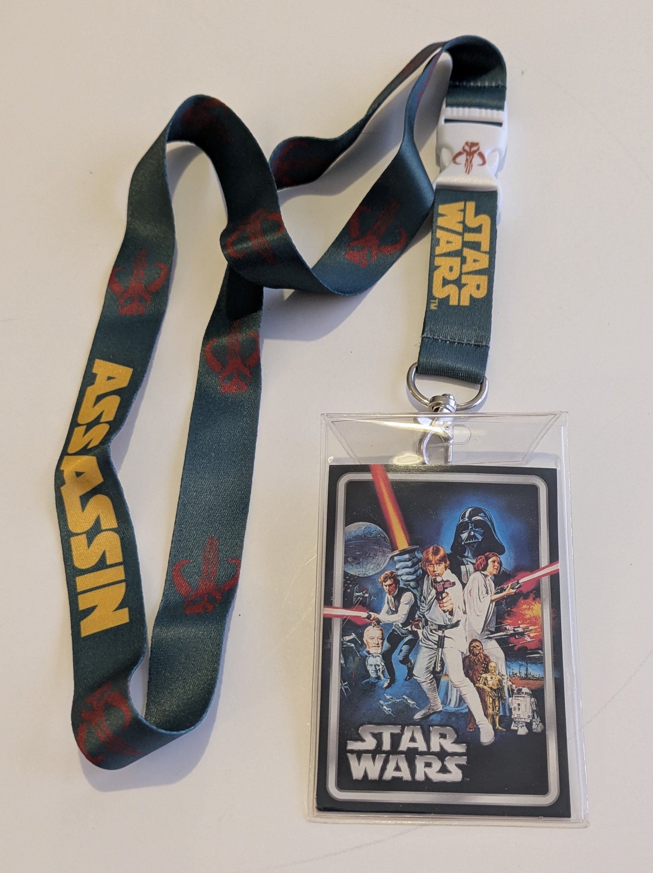 Star Wars Boba Fett Assassin Mandalorian Lanyard Keychain w/ ID Badge Holder