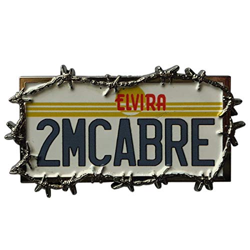 Elvira License Plate Enamel Pin 2MCABRE Macabre Mobile Car