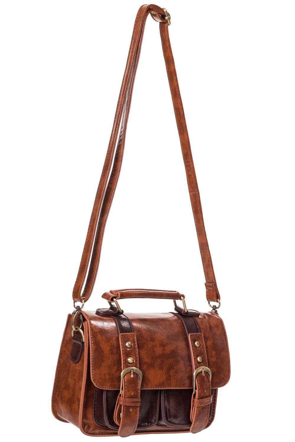 Leila Dark Academia Handbag - Dark Brown and Tan Steampunk