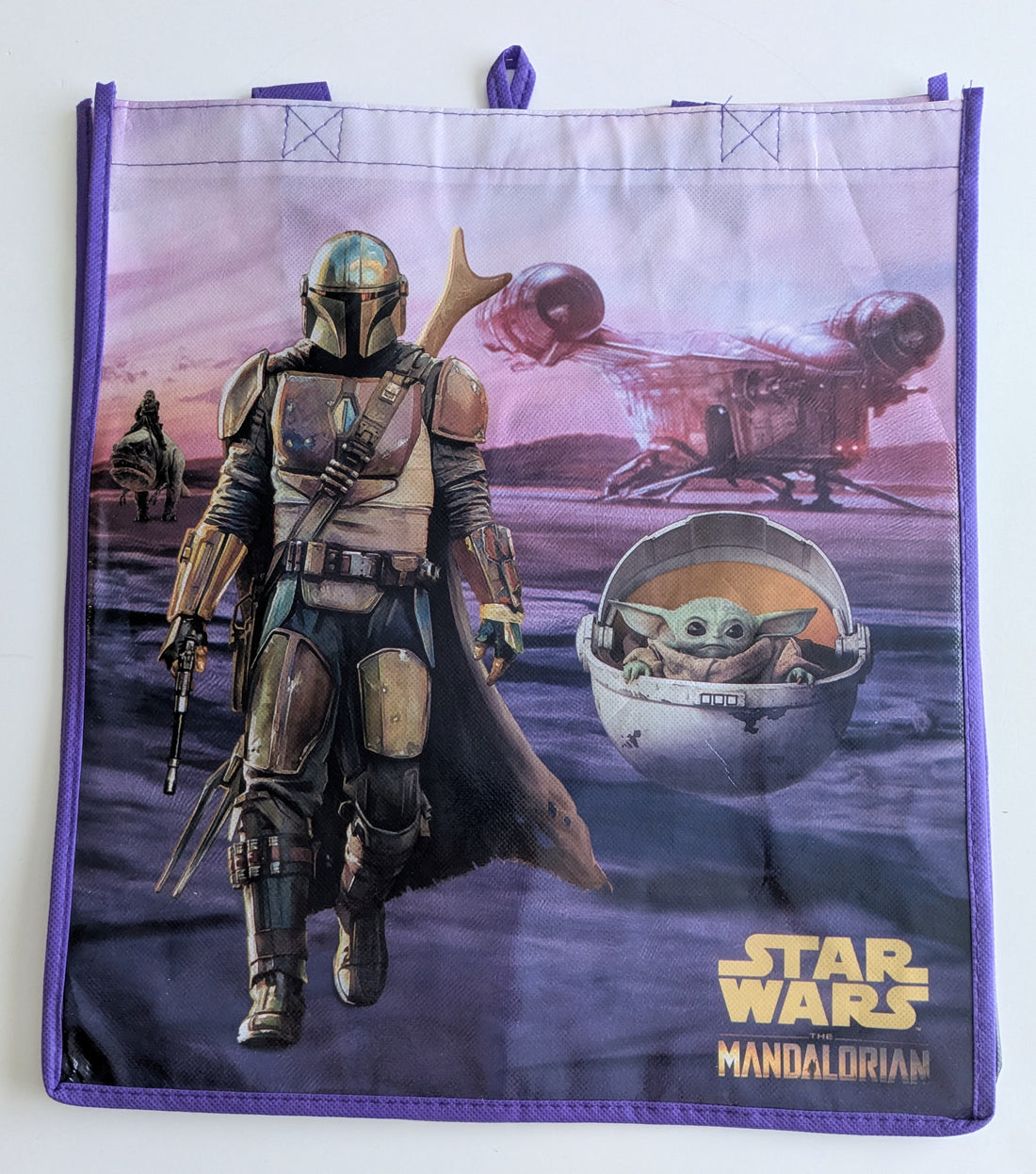 Star Wars The Mandalorian & Grogu in Hover Pod 15" Tote Bag Bounty Hunter