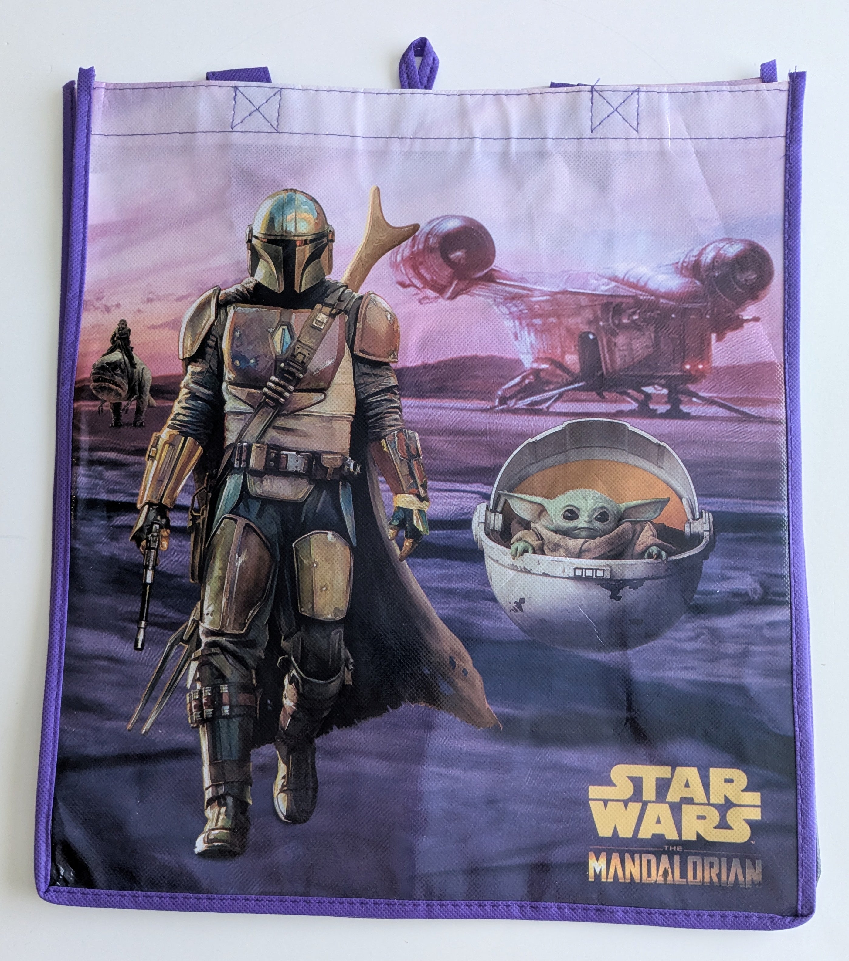 Star Wars The Mandalorian & Grogu in Hover Pod 15" Tote Bag Bounty Hunter