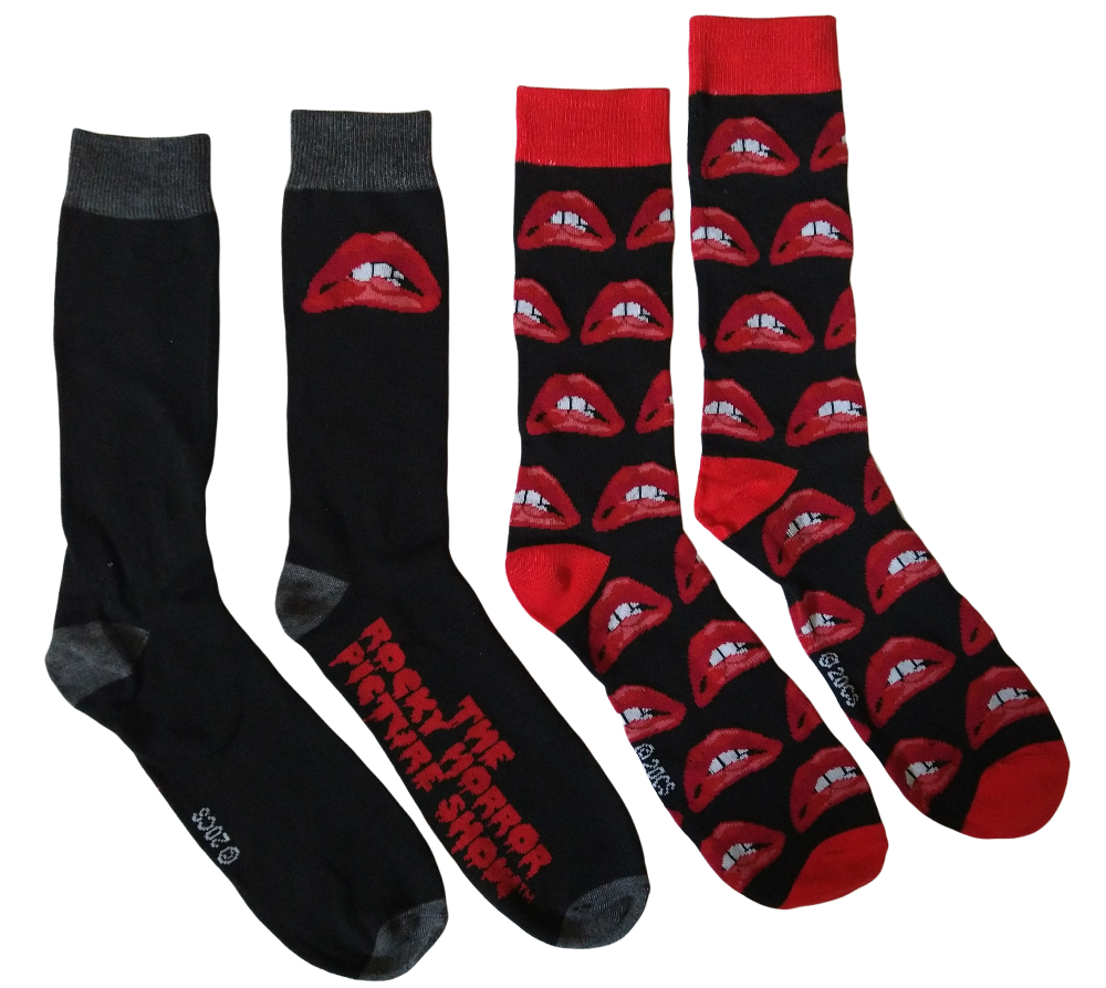 Rocky Horror Picture Show Mens Crew Socks Lips Two Pair Pack