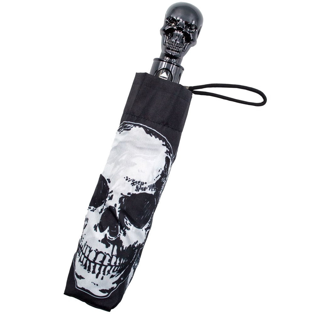 compact skull umbrella in travel case