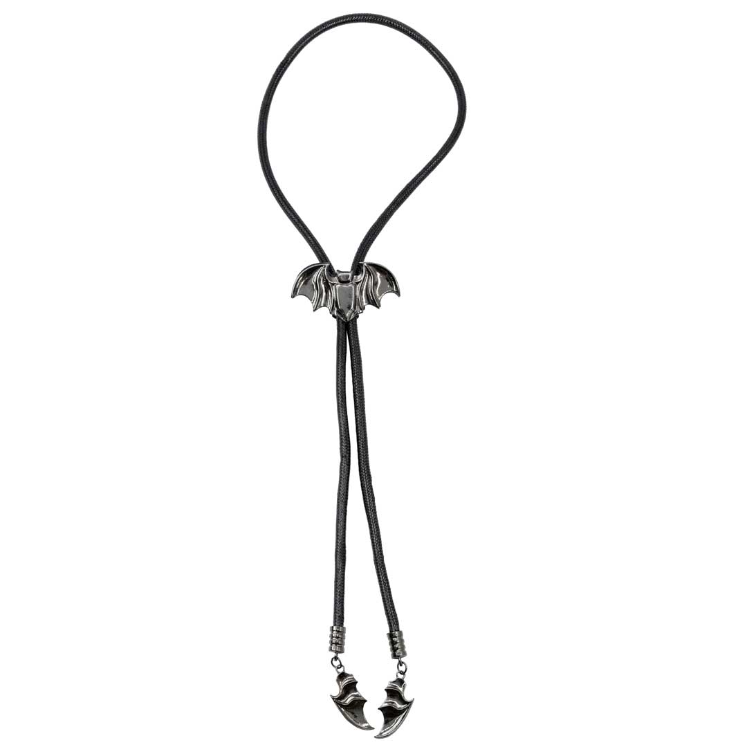 Gothic Black Bat Bolo Western Tie