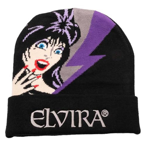 Elvira Mistress of the Dark Purple Bolt Knit Beanie Cap Hat