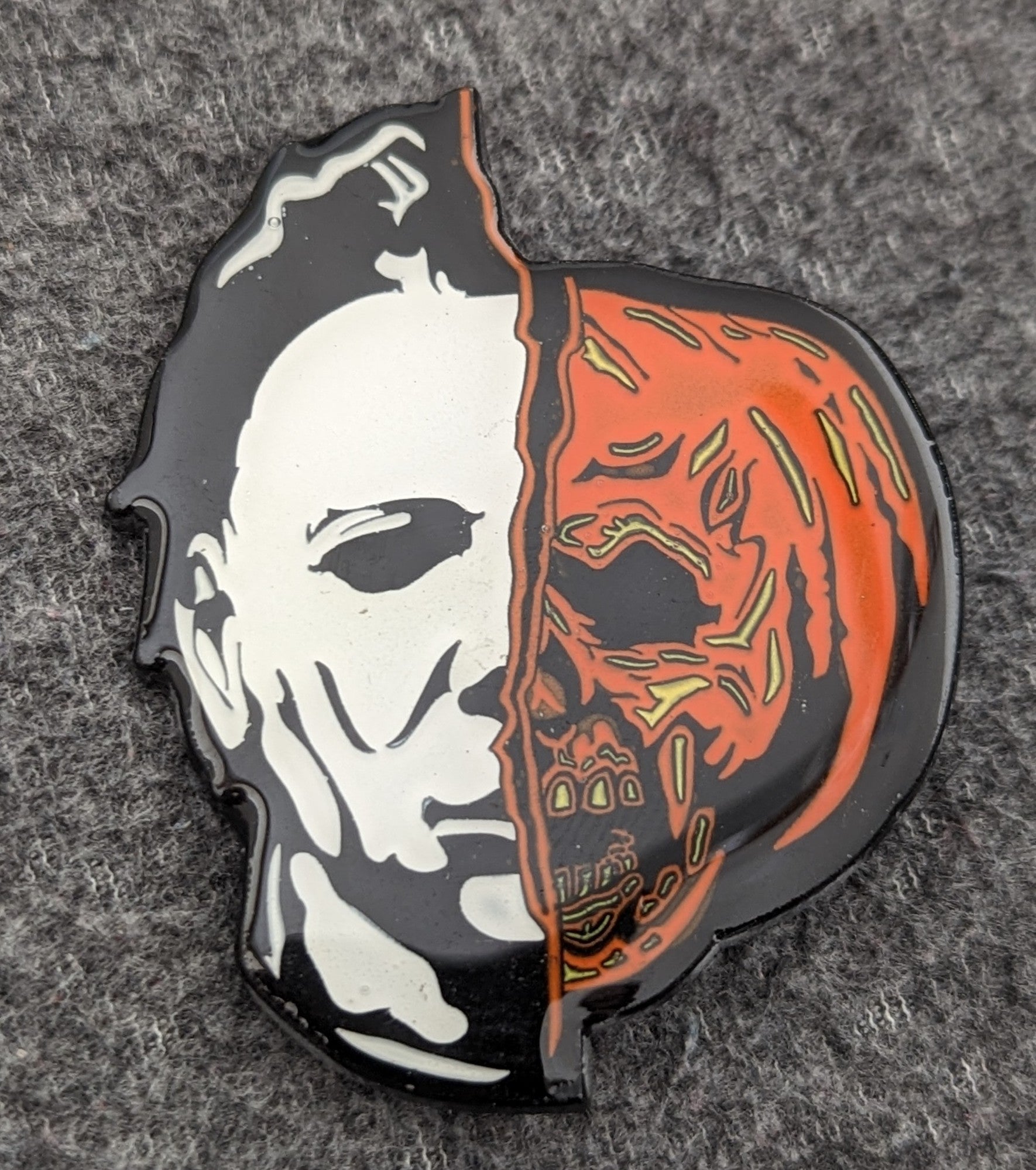 Michael Myers Split Mask Pumpkin Face Glow in the Dark Pin Official Halloween II Horror Movie Enamel Pin