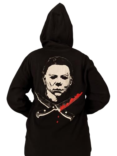 Rock Rebel Halloween 2 Michael Myers Crossed Knives Zip Up Hoodie Sweatshirt