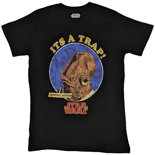 Star Wars Men's T-Shirt Admiral Ackbar It's A Trap Official Black Tee