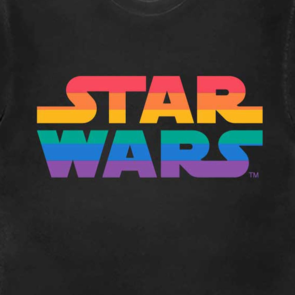 Star Wars Rainbow Logo Men's T-Shirt Official Black Cotton Tee
