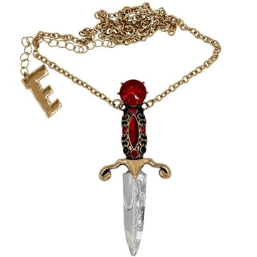 Elvira Dagger Necklace  with Red Stones