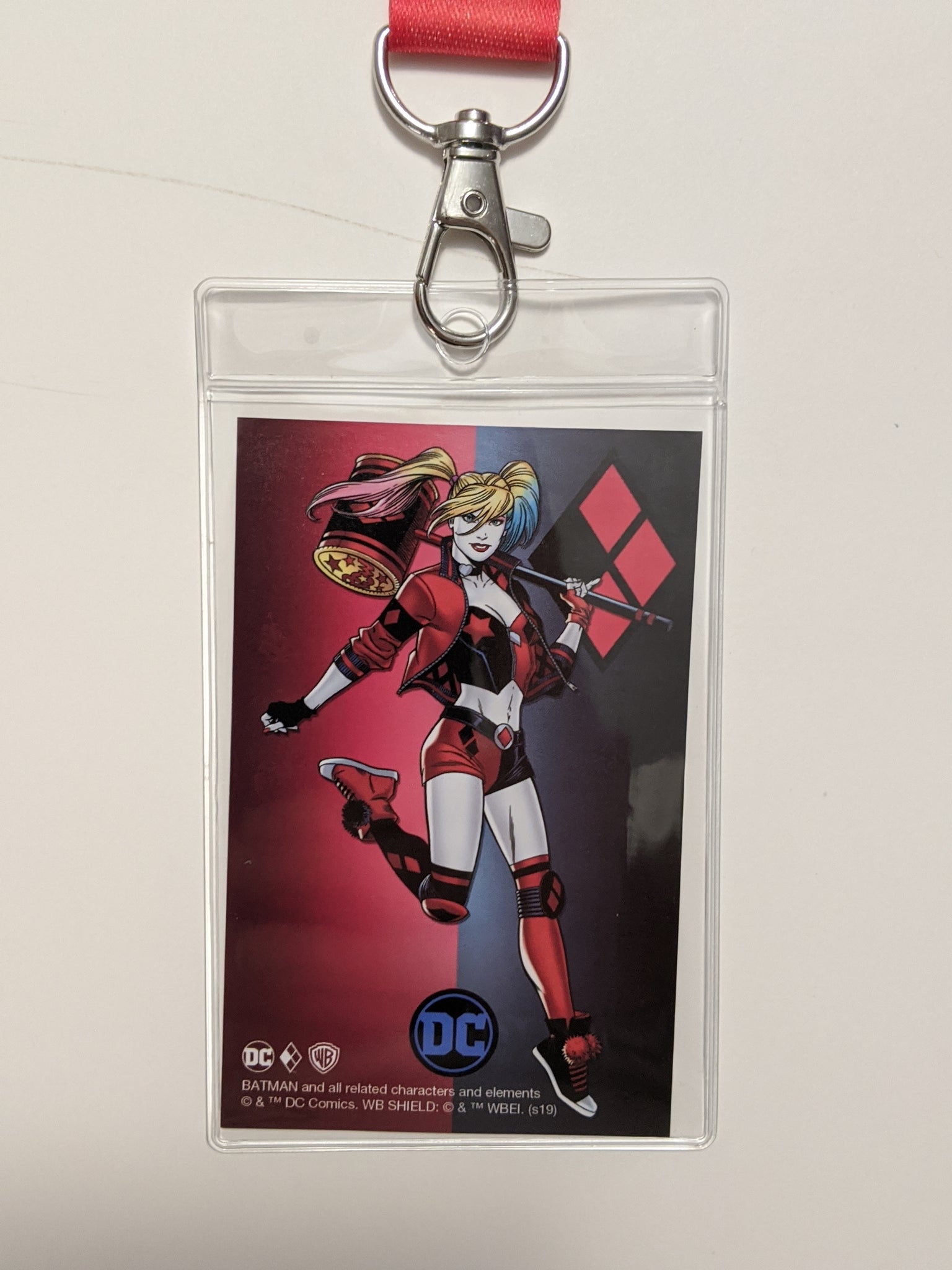 Harley Quinn ID Badge Holder Lanyard & Keychain Bundle - DC Comics Superhero Supervillain