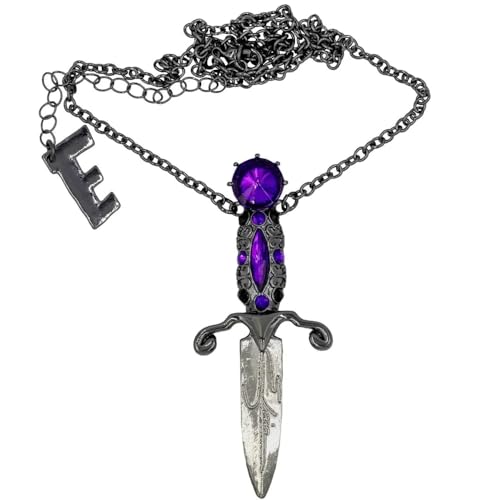 Elvira Dagger Necklace with Purple Stones