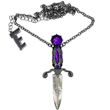 Elvira Dagger Necklace with Purple Stones