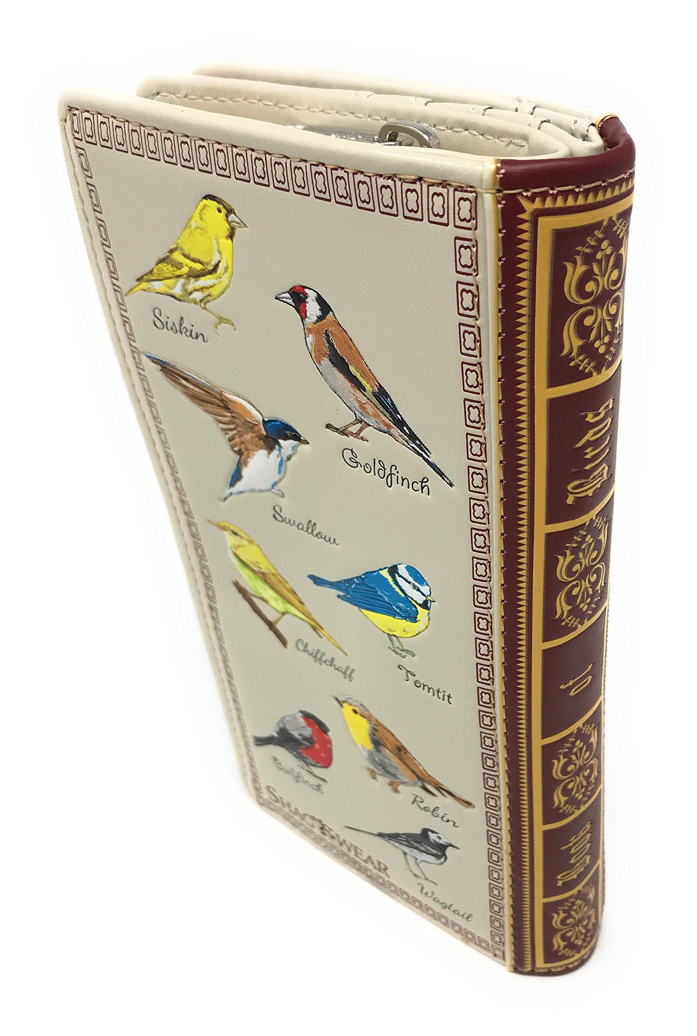 Cream Book of Birds Large Wallet - Elegant Vegan Leather