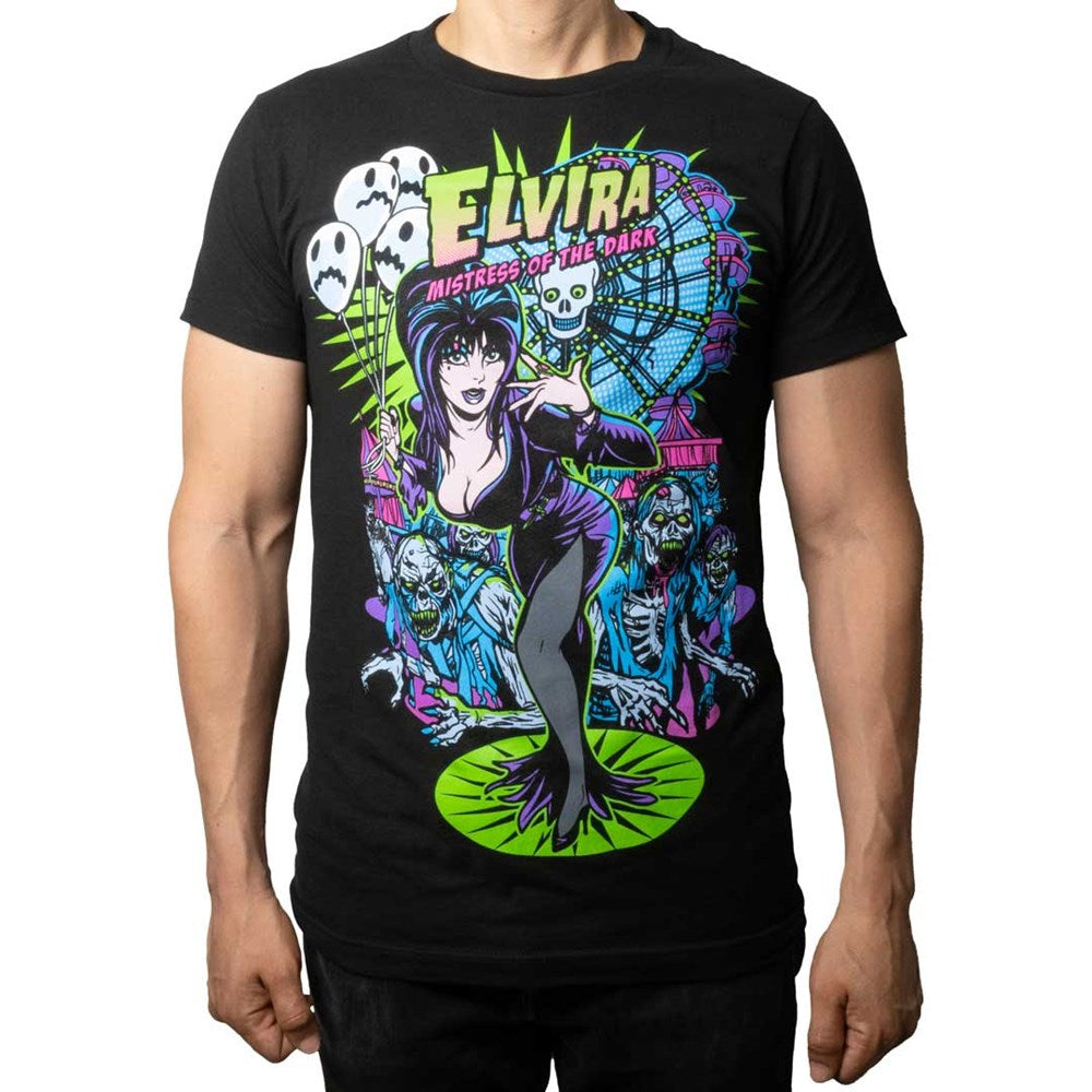 Elvira Ferris Wheel T-Shirt Men's Mistress of the Dark Zombie Tee